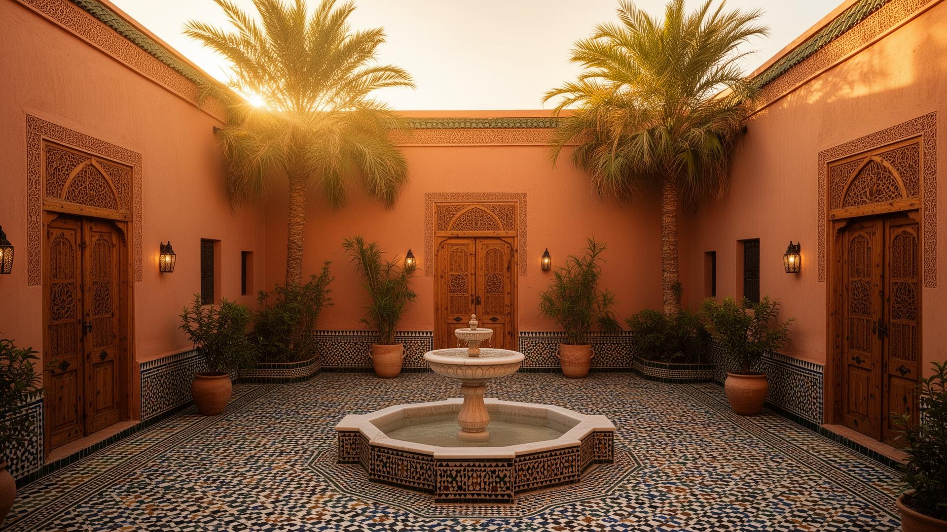 Riad traditionnel à Marrakech au coucher du soleil